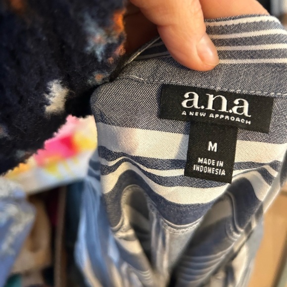 A.N.A Blue Striped Drape Blouse - Picture 4 of 5